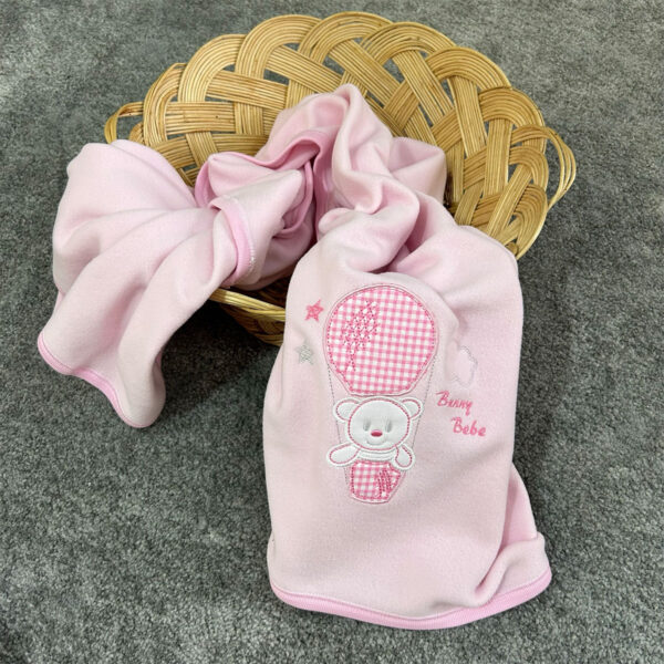 Βρεφική κουβέρτα fleece, αερόστατο ροζ
